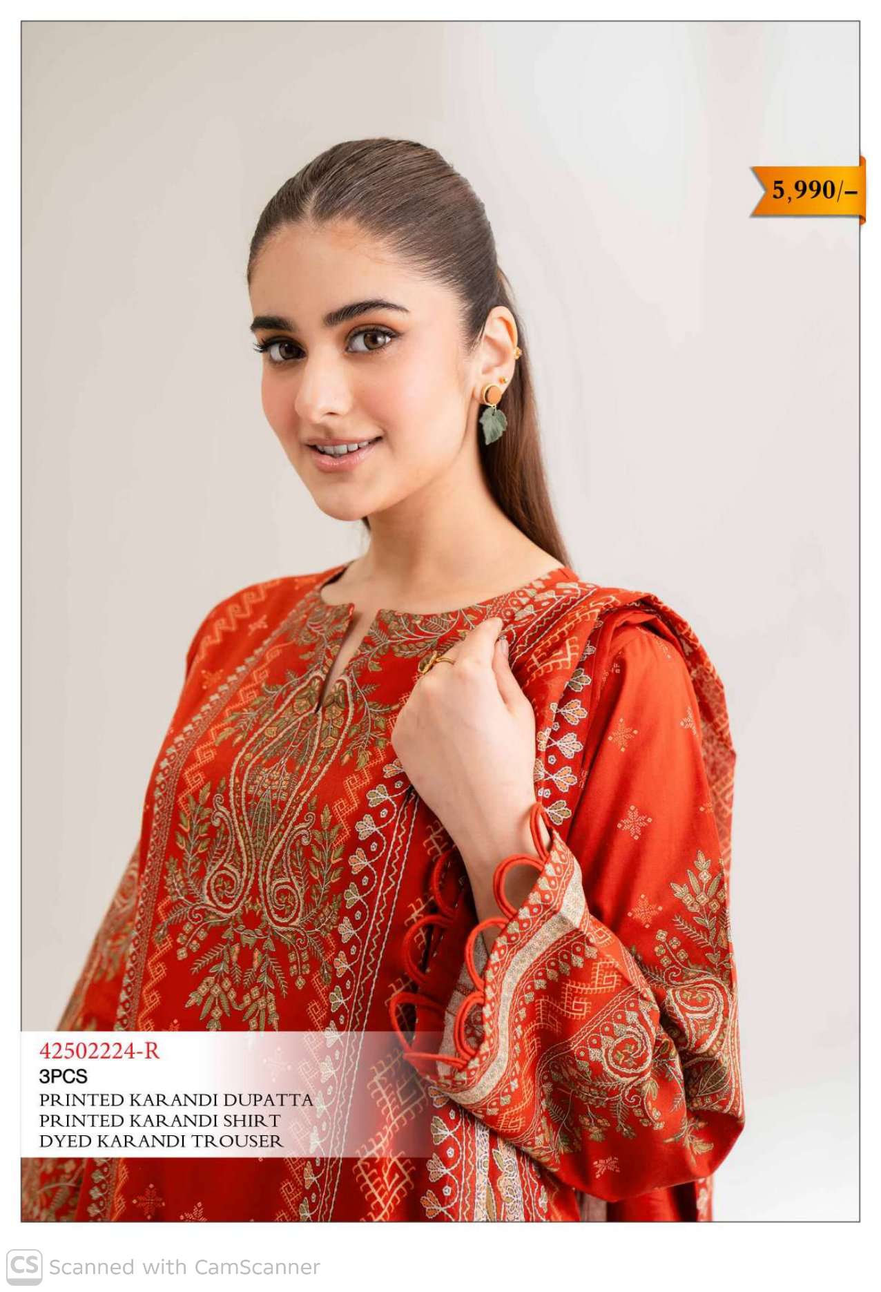 Ladies printed Karandi dress