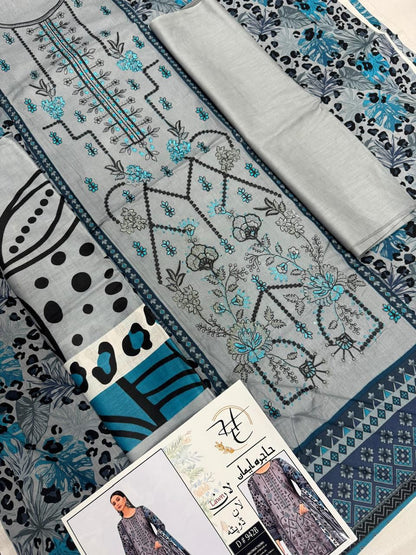 Hajra Eman, (حاجرہ ایمان) Lawn 90/70, Pannel sequence Embroidered 40 design and color