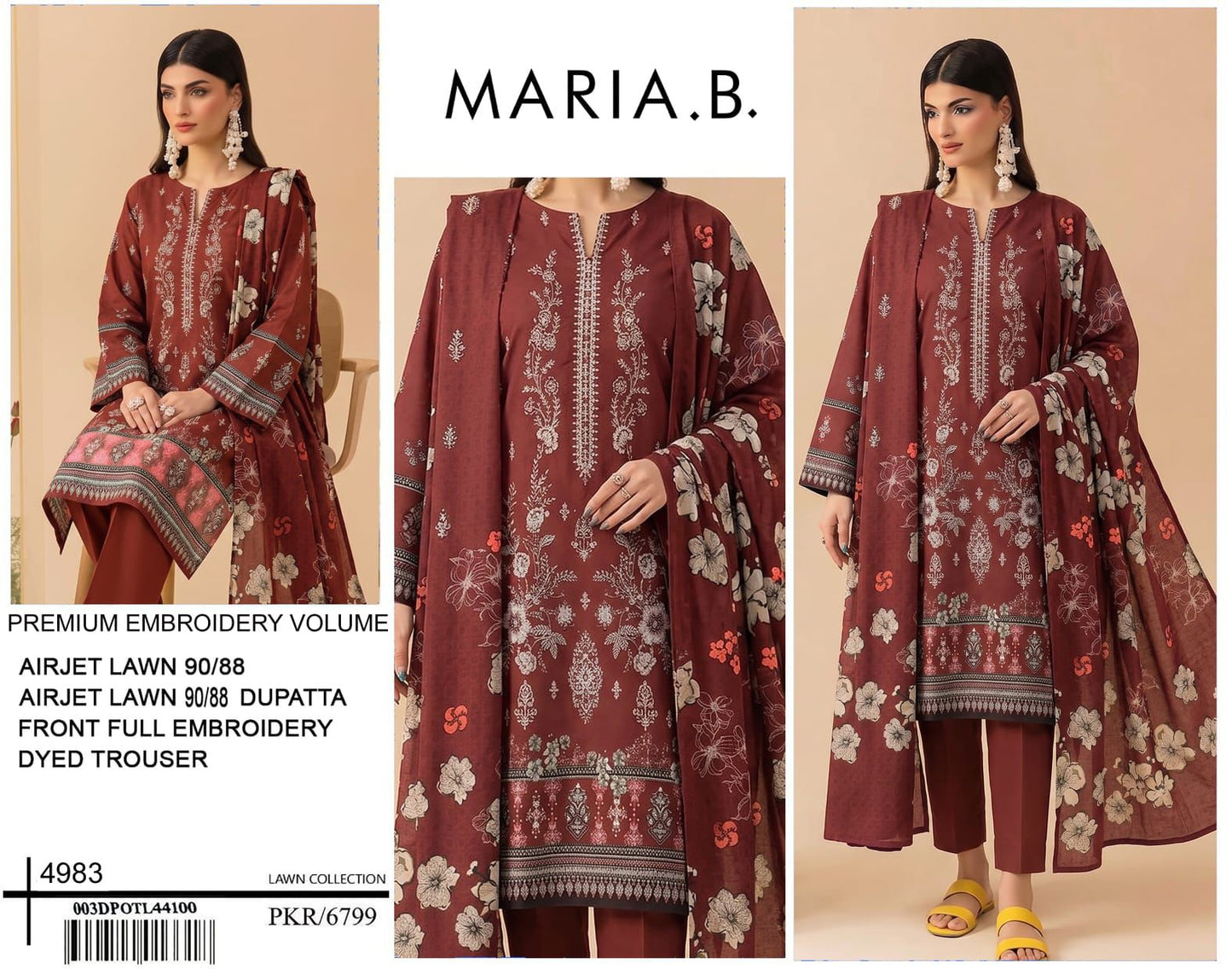 MARIA.B digital printed and Front head embroidered Lawn, new arrival