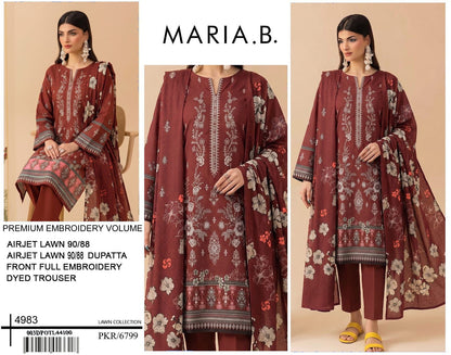MARIA.B digital printed and Front head embroidered Lawn, new arrival