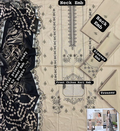 Minha MOST DEMANDING EDITION*03PCS UNSTITCHED SUIT