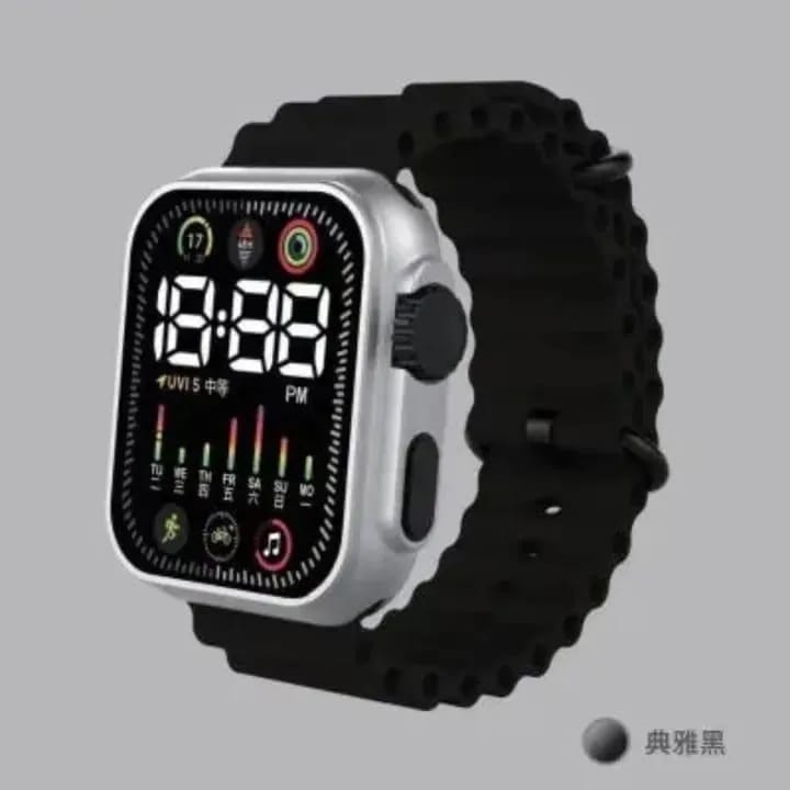 Unisex Waterproof Digital Display Watch – LED Screen Sports Wrist Watch for Men & Women (Orange, Blue, Green, Black)