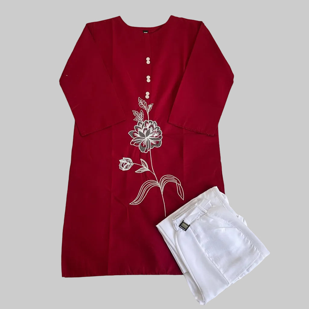 Cotton 2 piece Embroidered Top with cargo trouser*✨