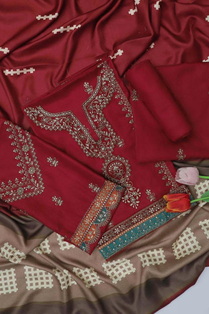 Fine Quality 90/70 Lawn indian chiffon dopatta, 3 Pcs Suit