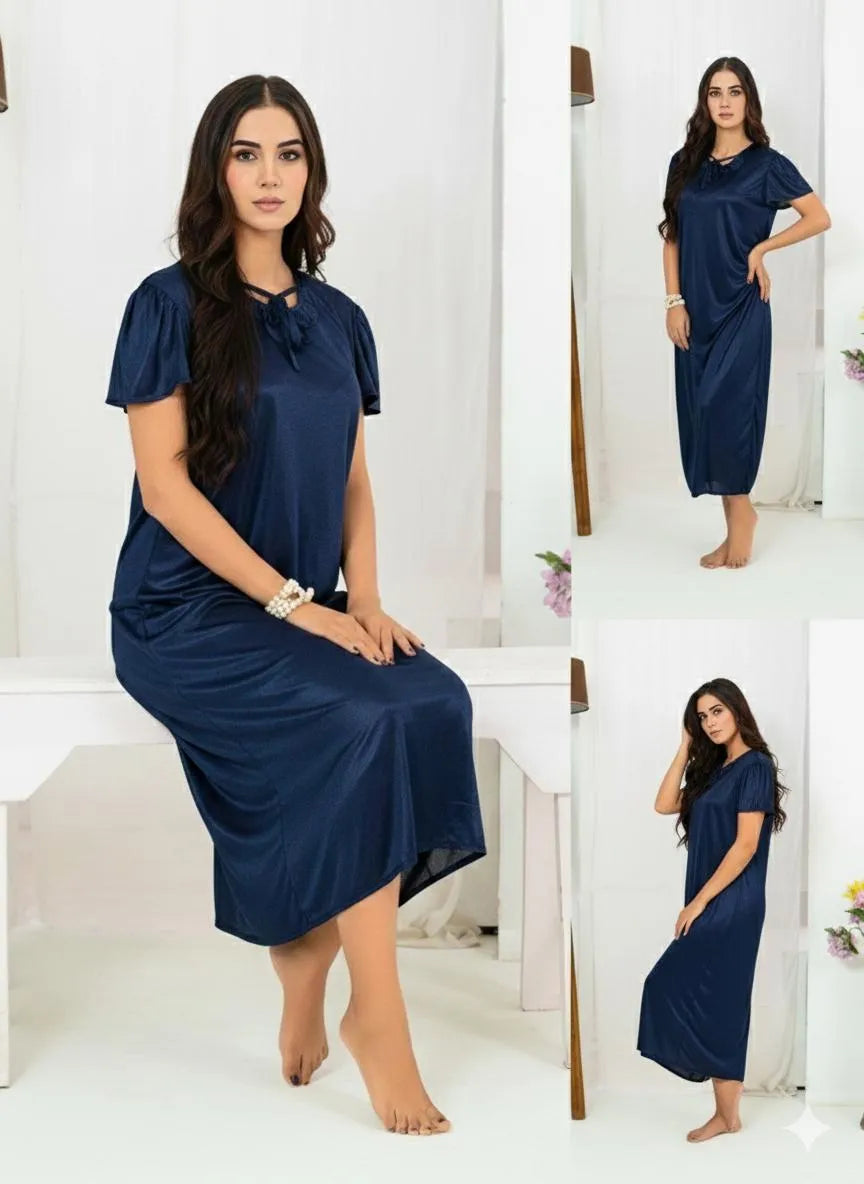Women fine Silk Shirt & trouser sleep wear v-neck free size