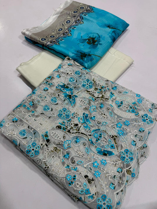 RIWAYAT, 3 PC PRINT LAWN EMBROIDERED CHIKENCARI