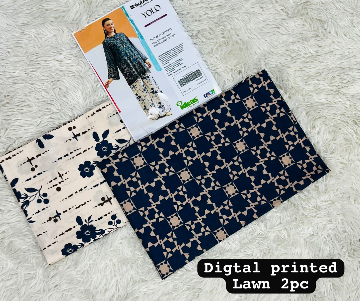 Gul- Ahmed, 02 PCS, printed UnStitched dress, Lawn90’88