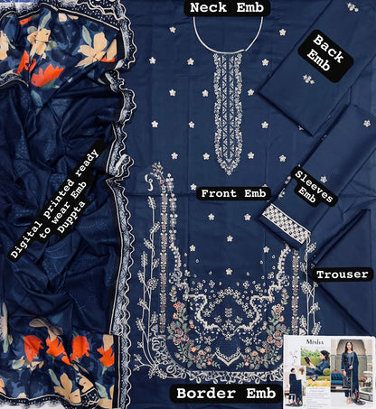 Minha,  MOST DEMANDING EDITION*03PCS UNSTITCHED SUIT