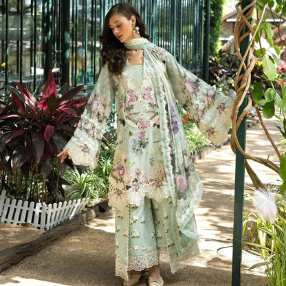 Elaf-Printed lawn shirt & printed silk  dupatta