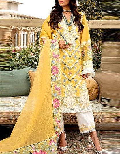 CRIMSON,03 PCS unstitched partywear*Lawn 90/88*