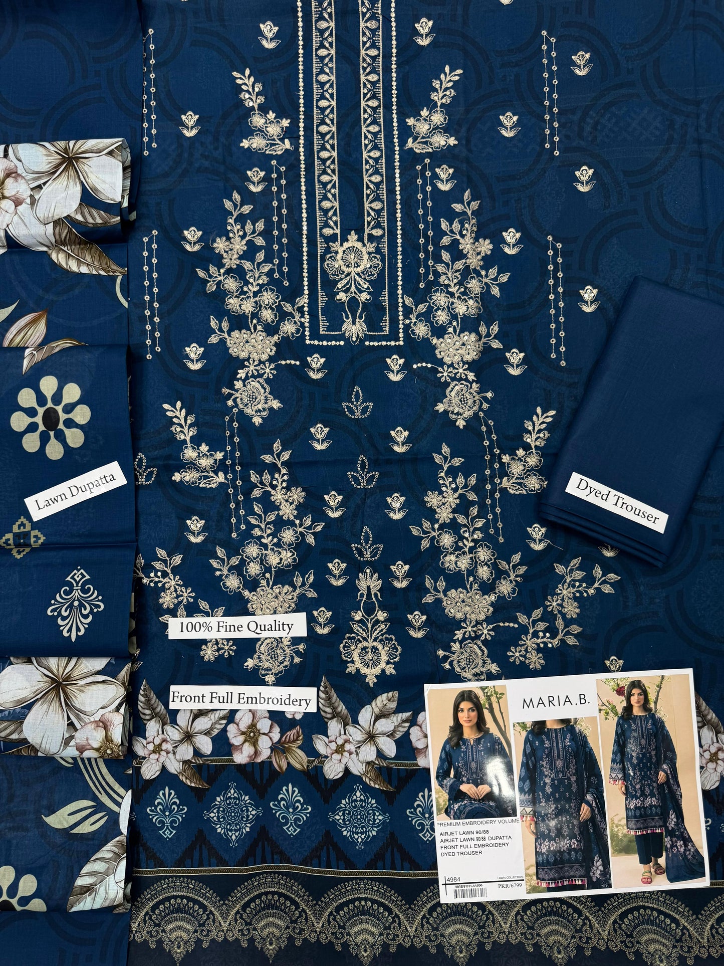 MARIA.B digital printed and Front head embroidered Lawn, new arrival