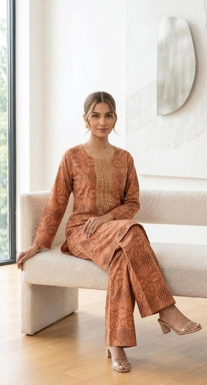 Arabic Lawn, with peach block 2Pcs