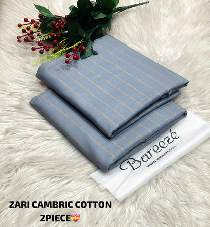 Zari Cambric cotton,2 PCs, Printed shirt, trouser (evergreen)