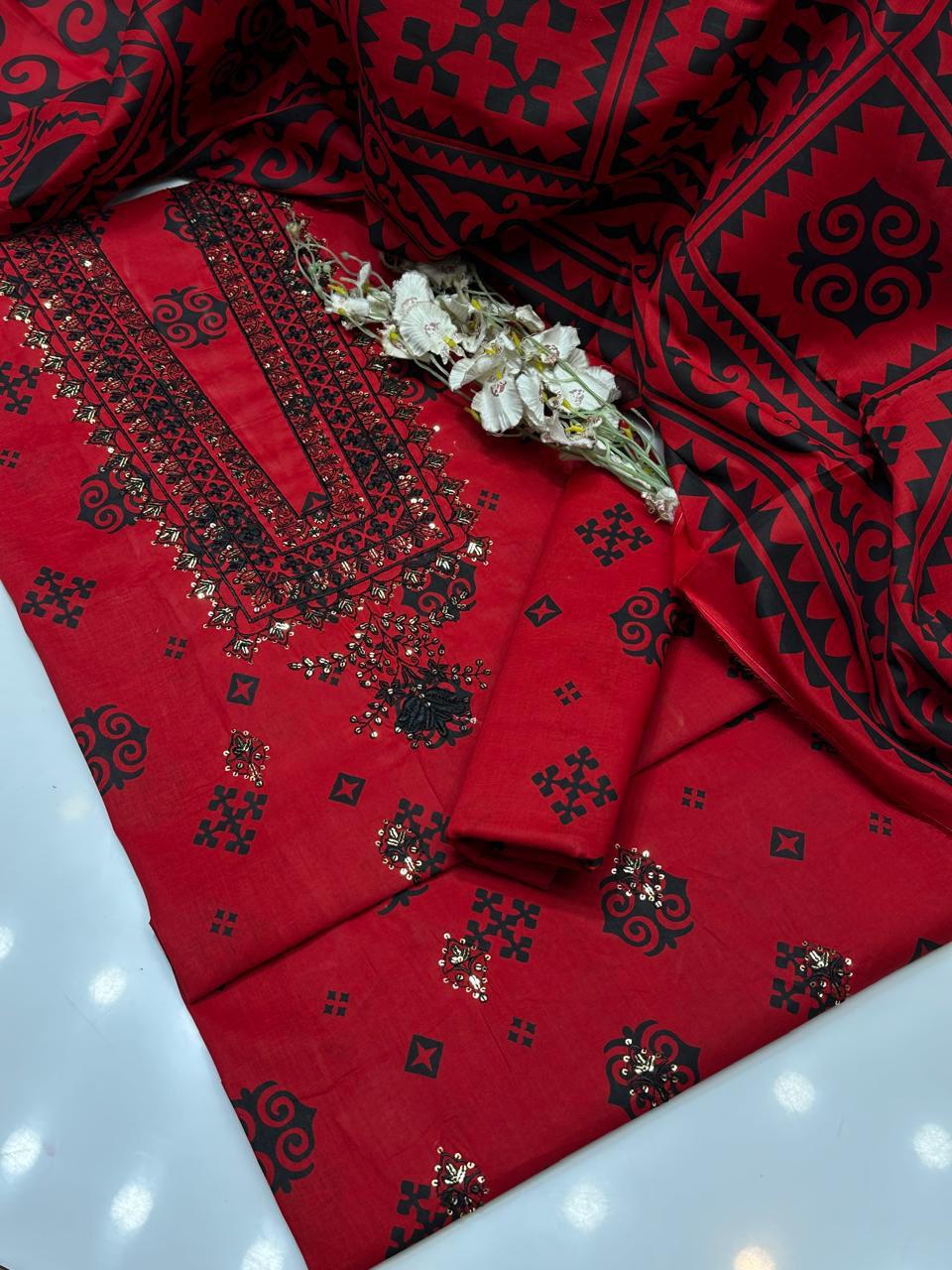 Premium lawn,cotton printed 3-pcs V-Gala Embroidery