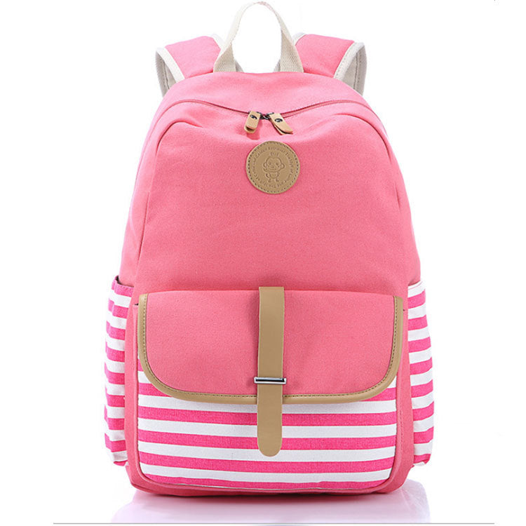 Girls imported canvas school bag pack with strips