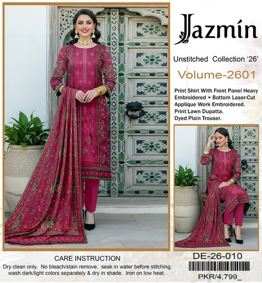 Fine fiber lawn 90/70*
Front Panel full Embroidered ,Printed