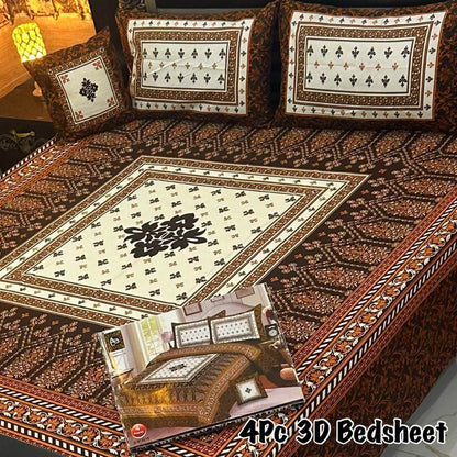 4Pc 3D Panel Bedsheet 25 design