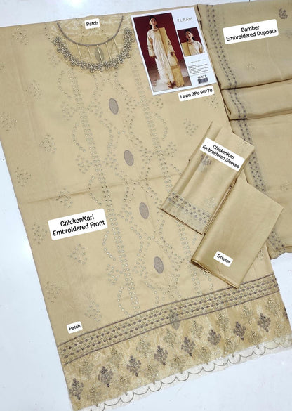 Women's embroidered unstitched dress 3pcs