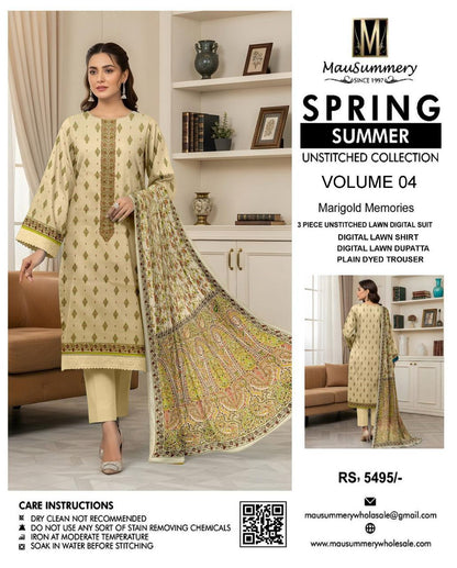 Mausummery,digital lawn shirt, plain dyed trouser,lawn dupatta