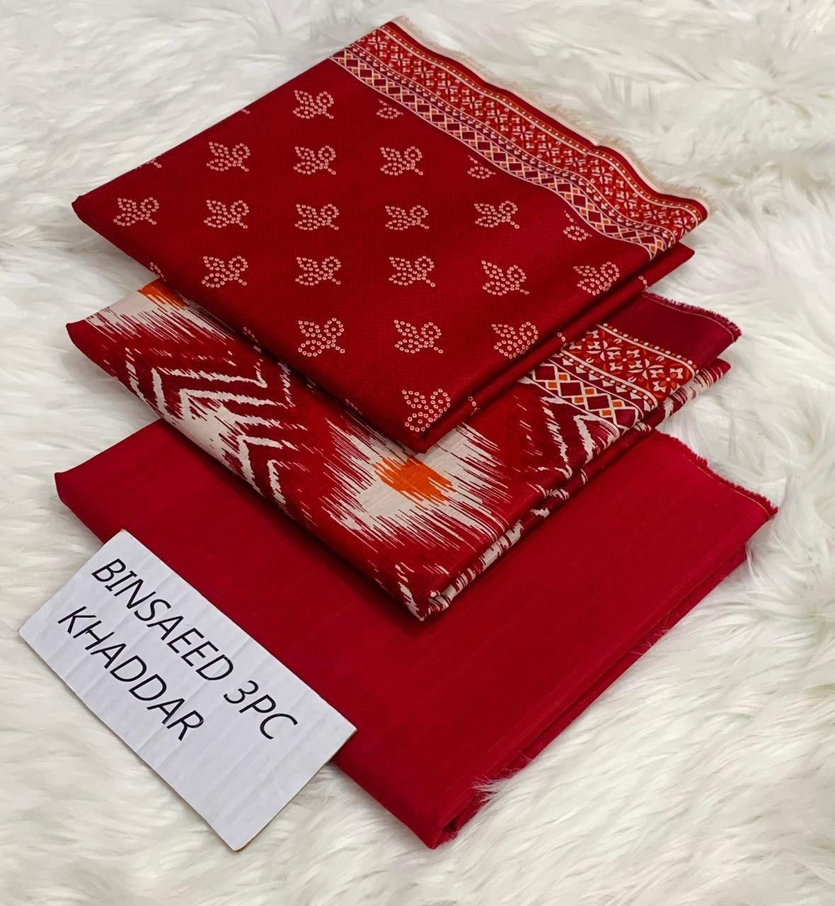 Ladies winter collection printed Karandi (Dupatta, shirt, trouser, 3Pcs)