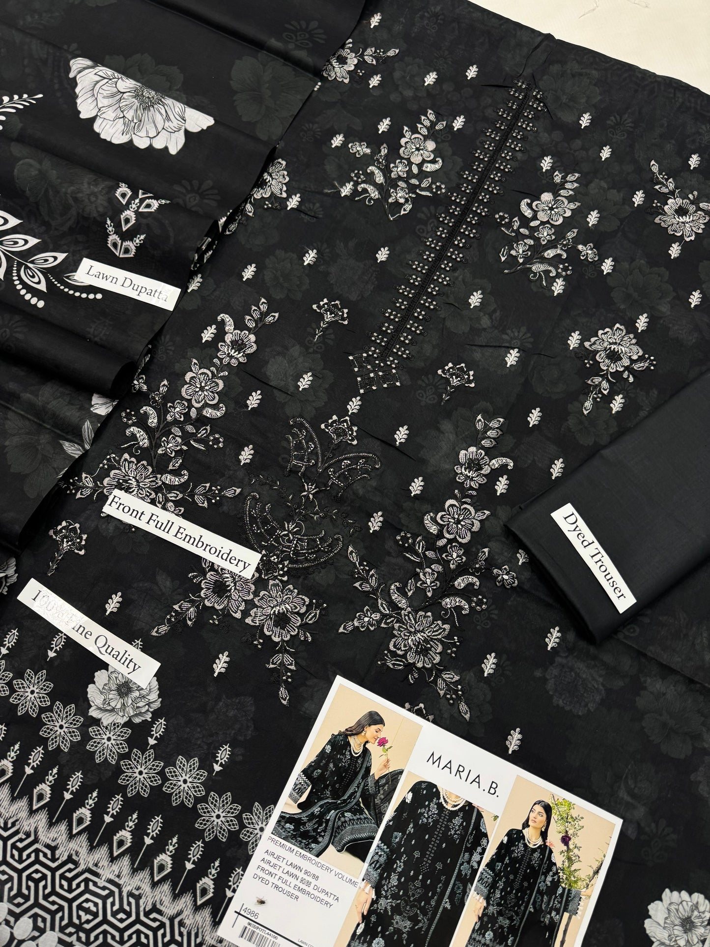 MARIA.B digital printed and Front head embroidered Lawn, new arrival