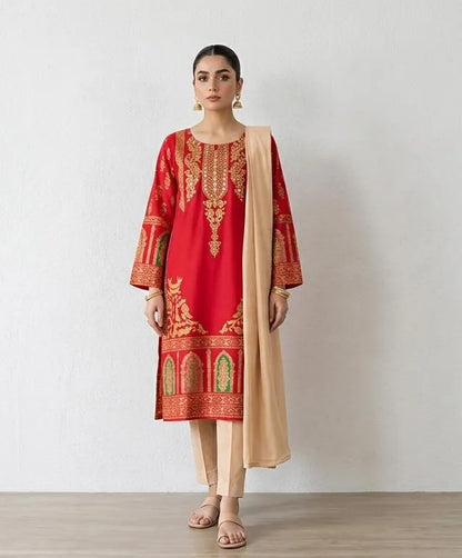 Arabic lawn,printed suit with chiffon dupatta