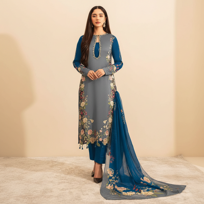 Shamooz Silk,digital printed Dupaata