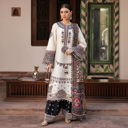 Jazmin Luxury Fine Quality Lawn with voil diamond Dopatta3 Pcs Suit