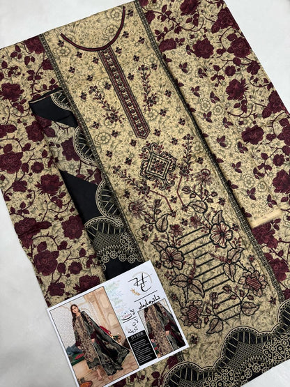 Hajra Eman, (حاجرہ ایمان) Lawn 90/70, Pannel sequence Embroidered 40 design and color