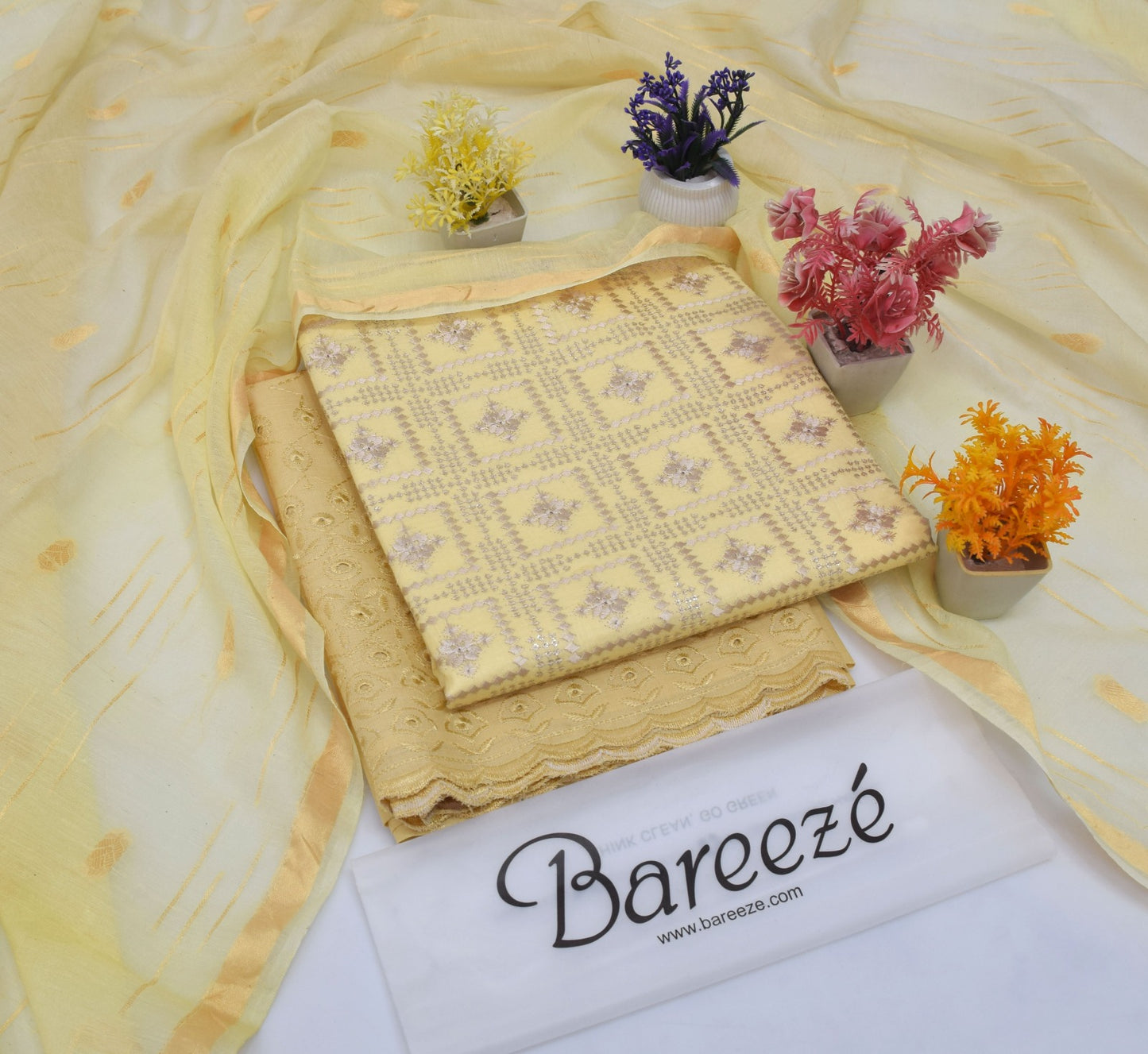 Bareezè, Lawn 2026, Dorya cotton,3pcs,embroidered 36 color's