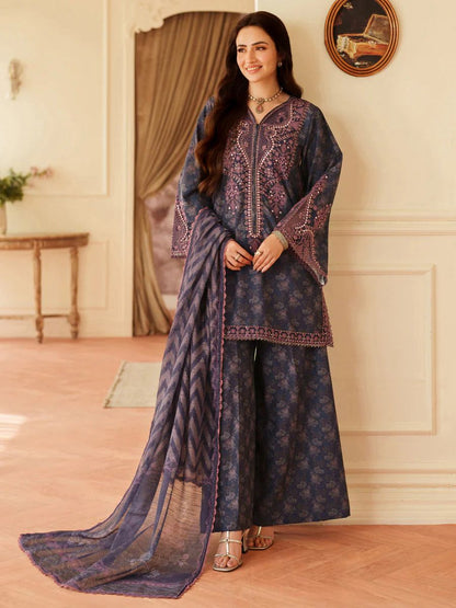 Moghani-printed lawn Suit with Chiffon embroidered Dupatta