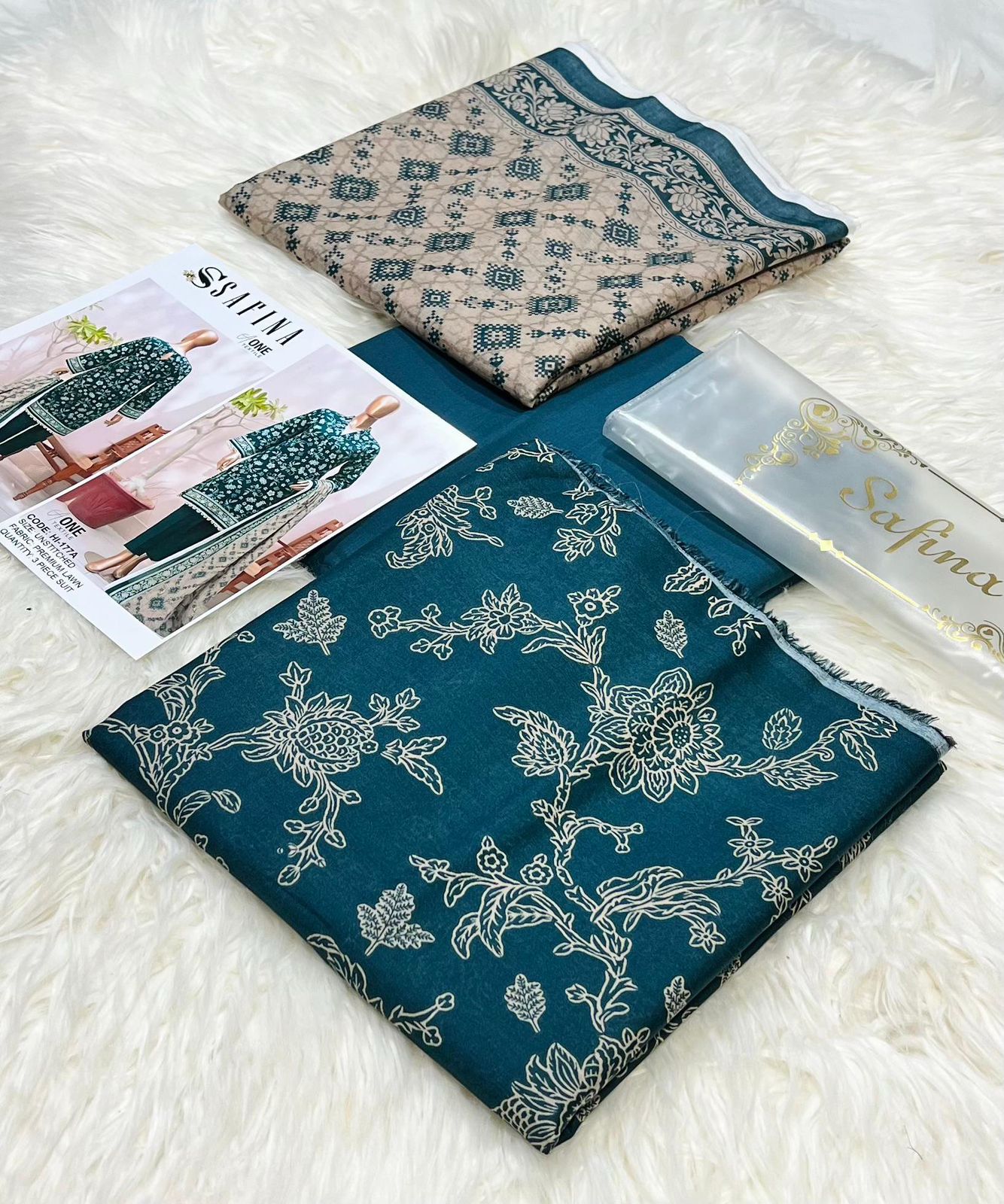 Safina digital printed lawn shirt, dupatta and trouser 10 colors