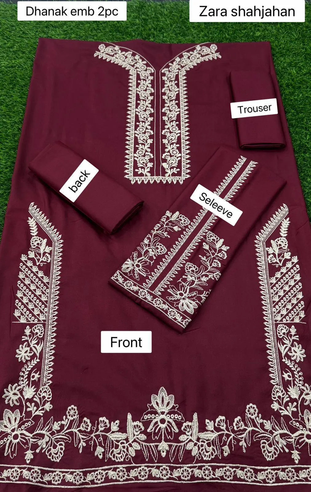 Maroon embroidered suit 2 pieces