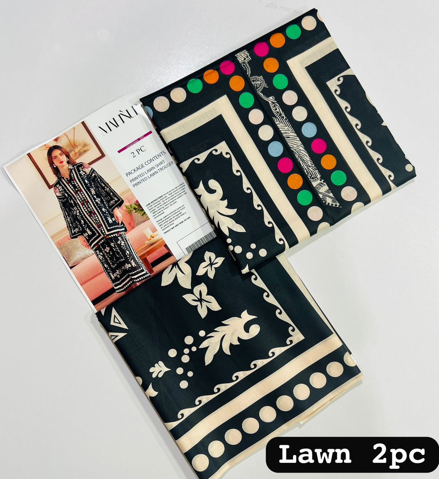 Mahnur,02PCS unstitched suit, lawn 90/88*