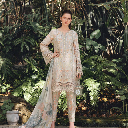 MARIA.B printed lawn front with heavy embroidered