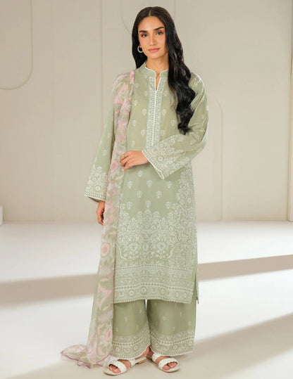 3 Pieces Cambric Suit Printed unstitched (Lime light)