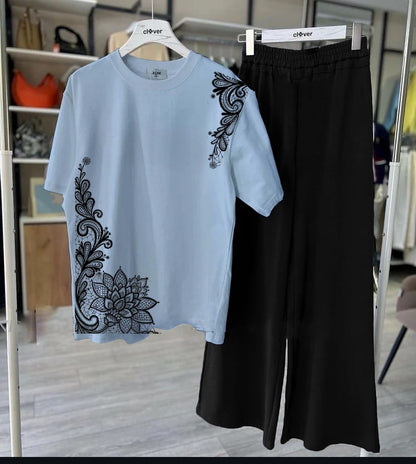 New Cotton Jersey,Flower Printed Night Suits for Girls and Women