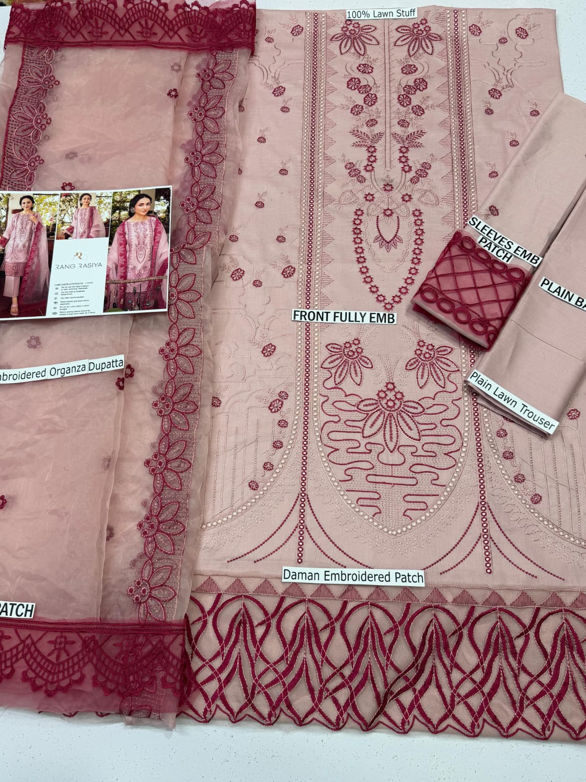RANG RASIYA  lawn embroidered suit