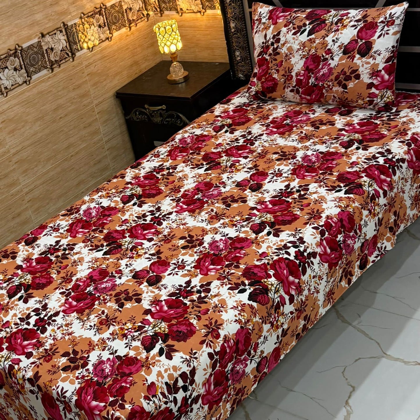 Alkaram 4Pc Mix Cotton Single Pair Bedsheets  4 colours