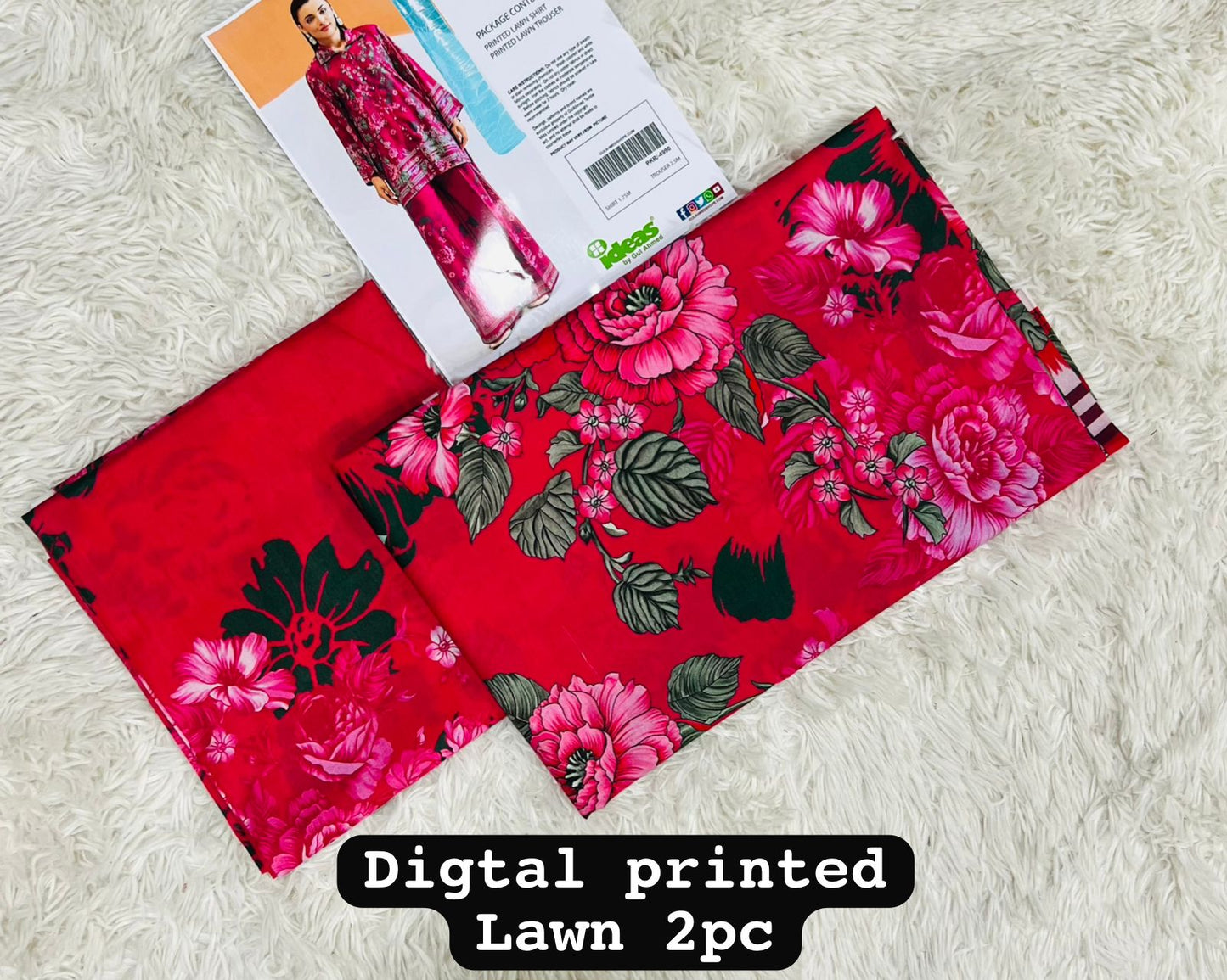 Gul- Ahmed, 02 PCS, printed UnStitched dress, Lawn90’88