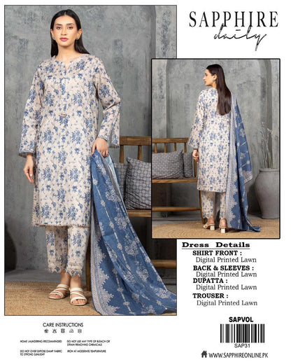 Sapphire Digital Lawn 3-PCS