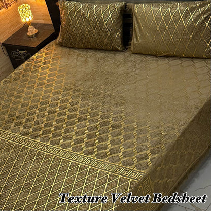 3PC Texture Velvet Bedsheet 25 colour's