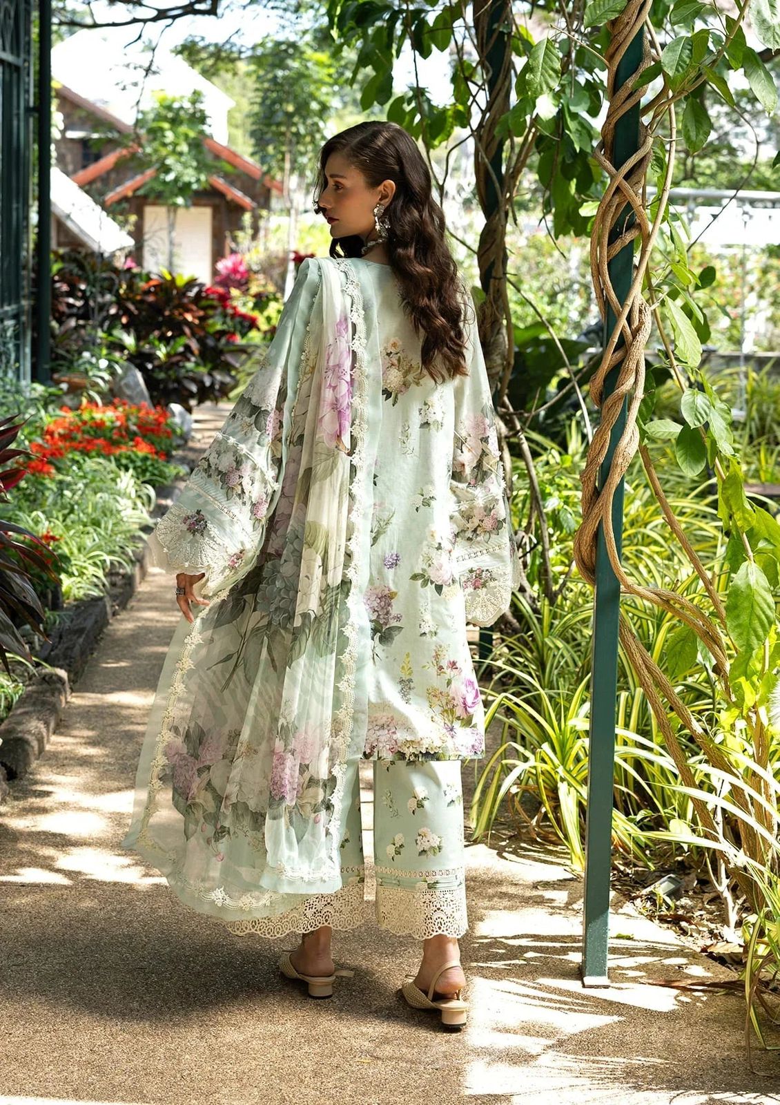 Elaf-Printed lawn shirt & printed silk  dupatta