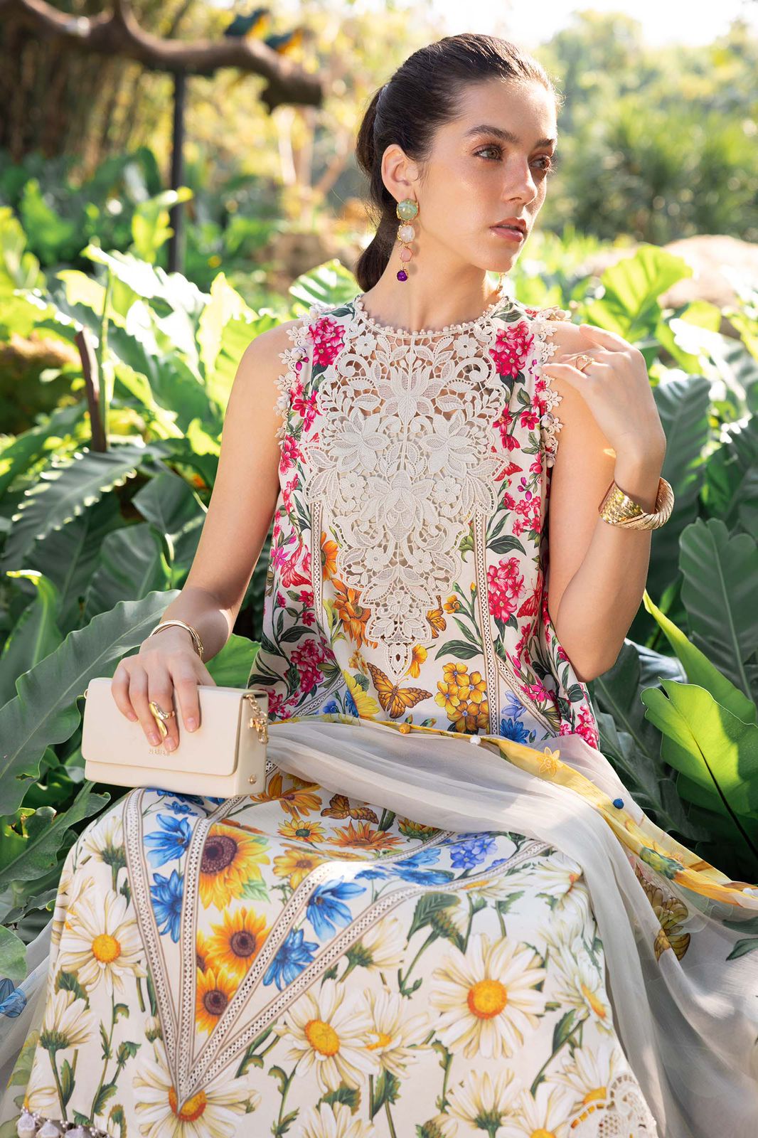 MARIA.B printed lawn front with heavy embroidered