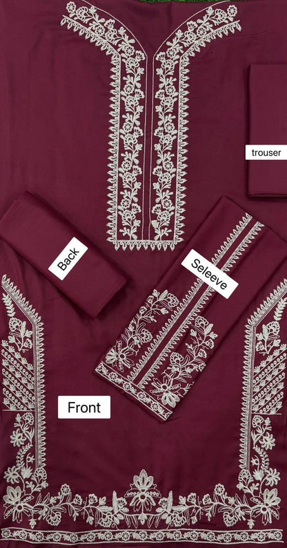 Maroon embroidered suit 2 pieces