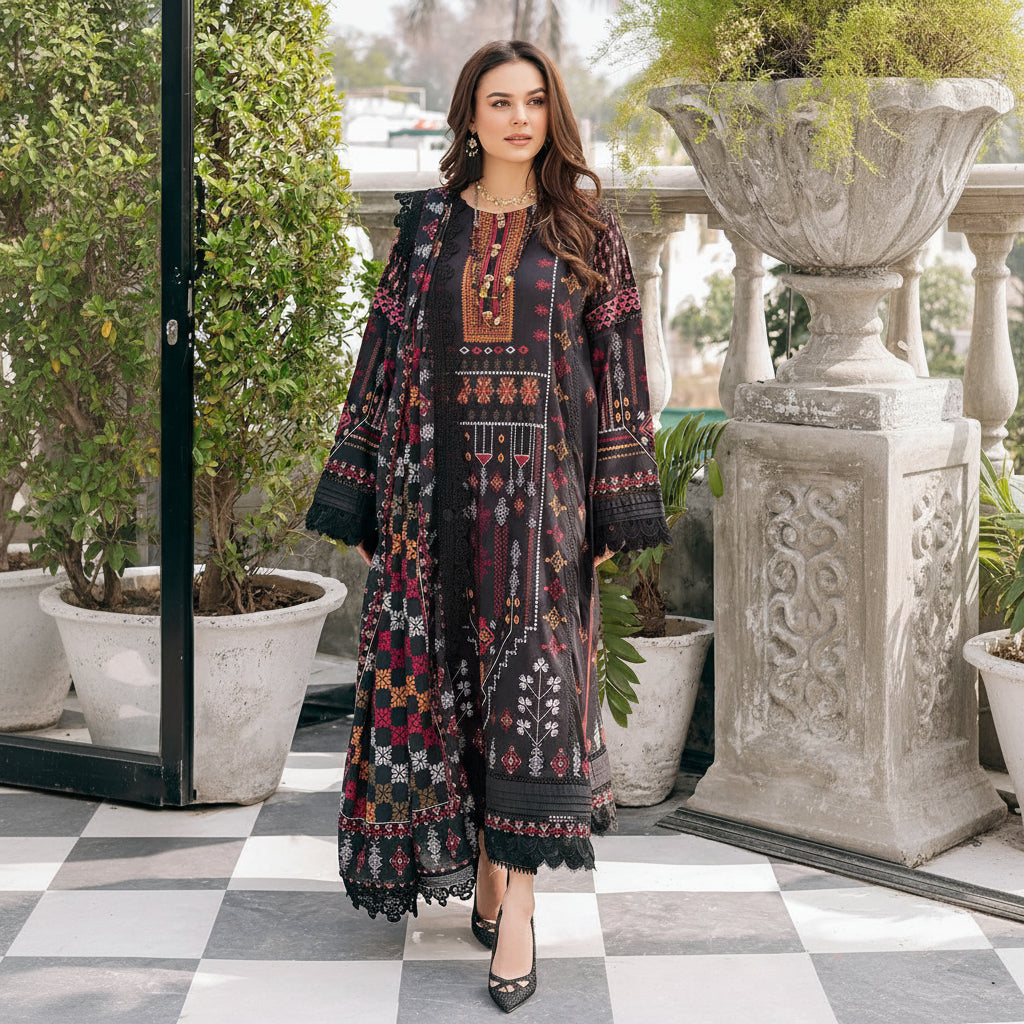 Ittehad, Premium lawn embroidered 3PCS