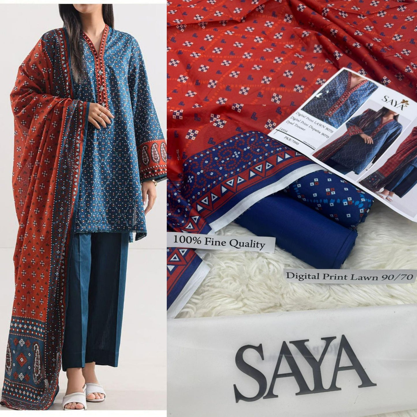 Saya, Premium Lawn, 3Pc. 12 colours
