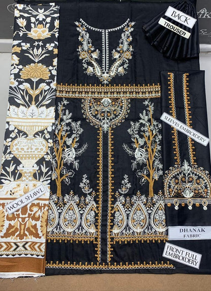 Women's embroidered unstitched dress 3pcs winter collection
