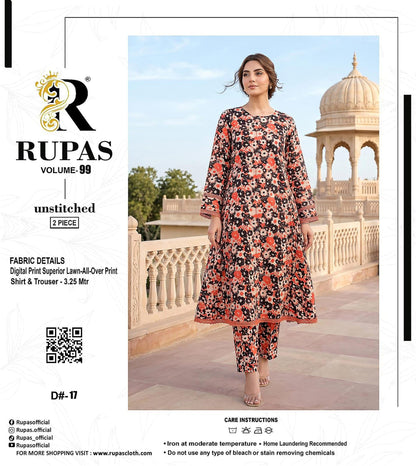 RUPAS, Digital Print Superior Lawn All-Over Print Shirt & Trouser