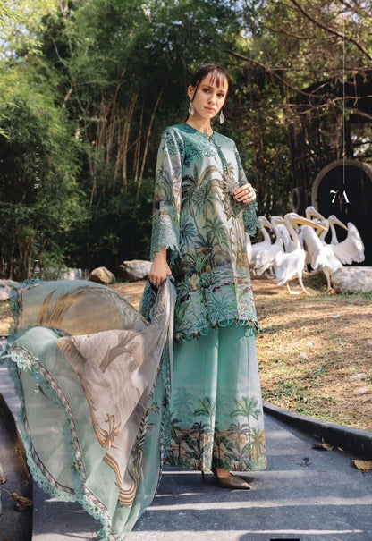 Maria.B,Printed lawn with fully embroidered spengle work neckline